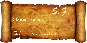 Sturm Ferenc névjegykártya
